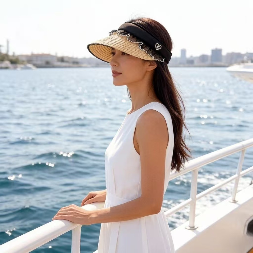 Chanel Chanel香奈儿麦秆草空顶遮阳帽，可调节
