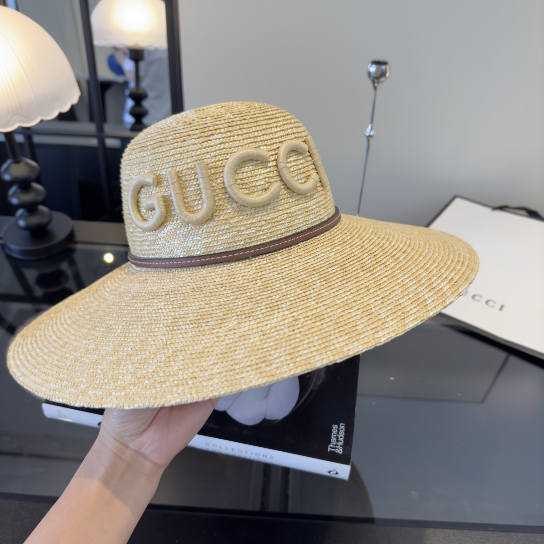 Gucci Gucci古奇 款麦秆草礼帽， 开模定制，头围57cm