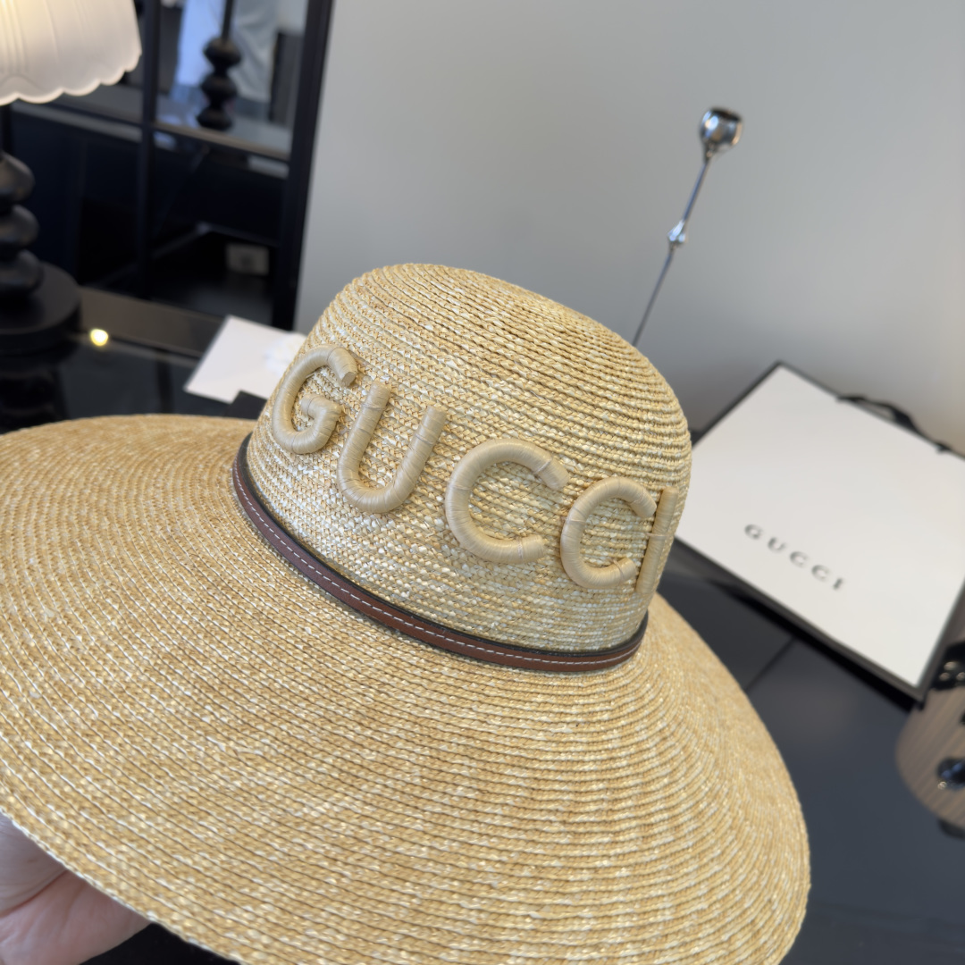 Gucci Gucci古奇 款麦秆草礼帽， 开模定制，头围57cm