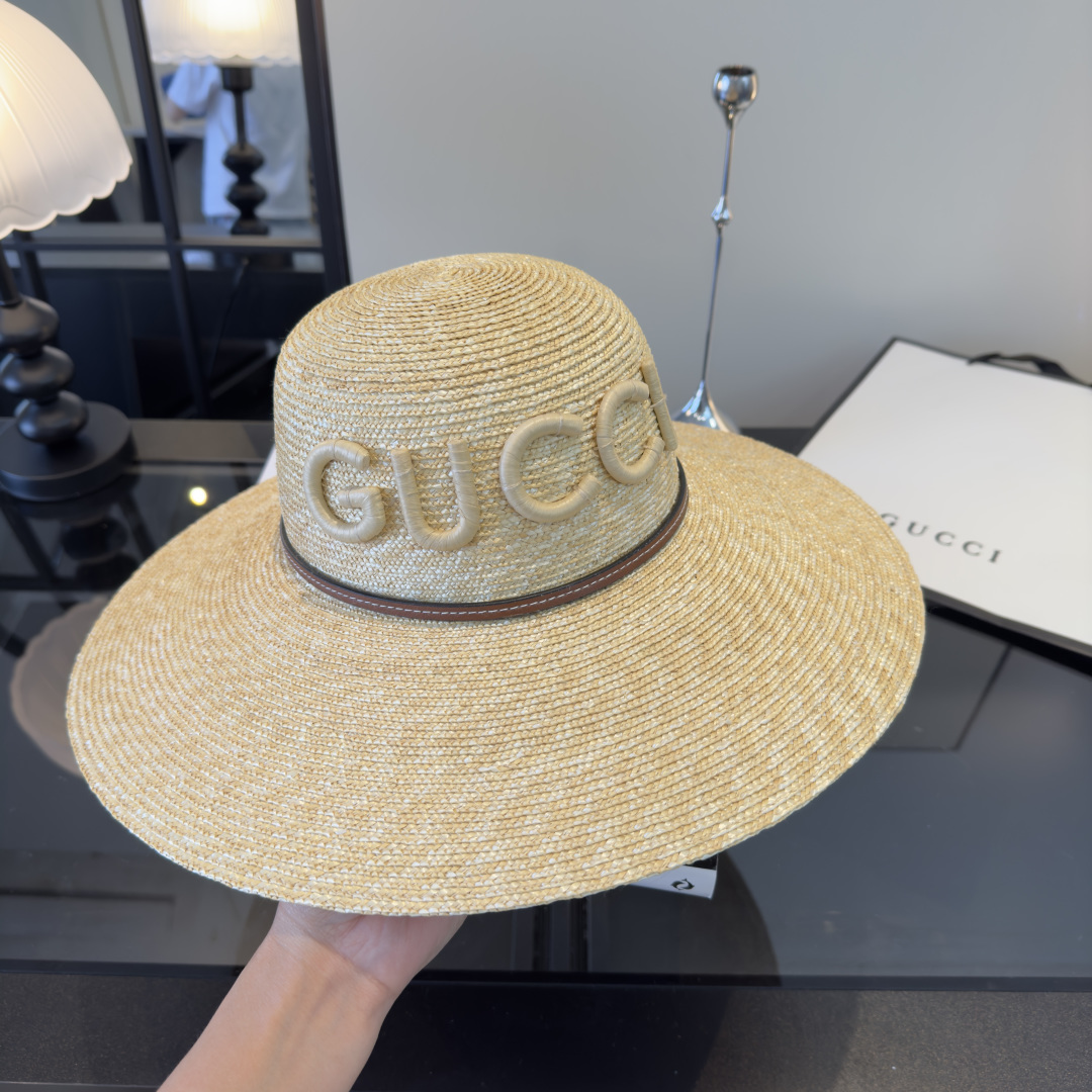 Gucci Gucci古奇 款麦秆草礼帽， 开模定制，头围57cm