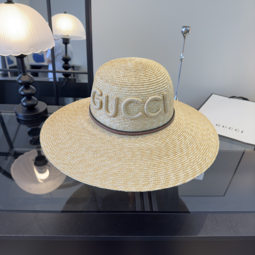 Gucci Gucci古奇 款麦秆草礼帽， 开模定制，头围57cm
