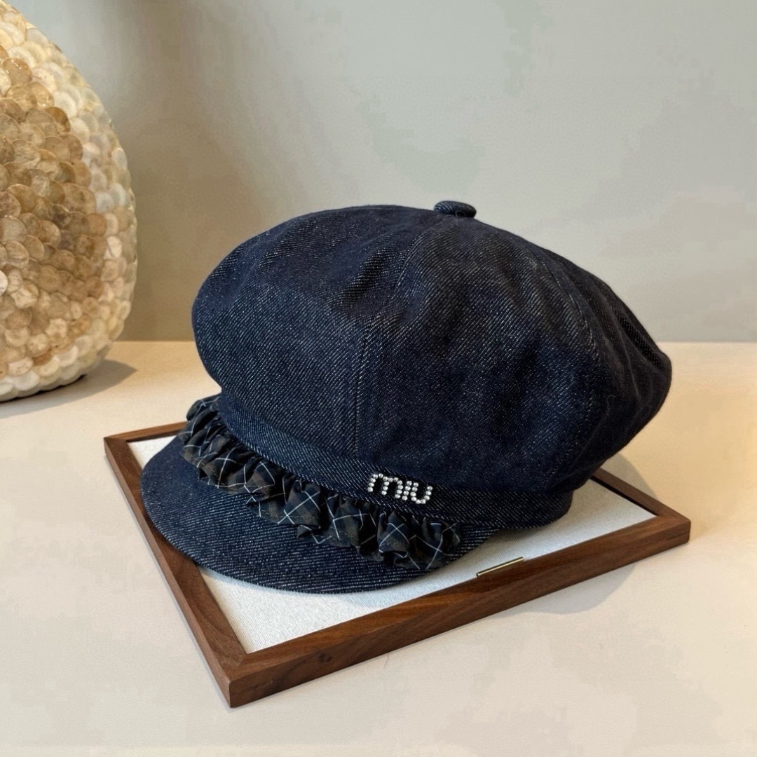 Miu Miu miumiu缪缪新款鸭舌军帽，高级定制，头围57cm