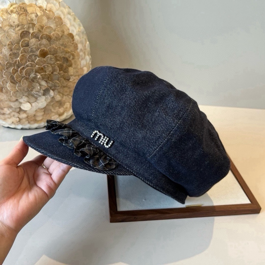 Miu Miu miumiu缪缪新款鸭舌军帽，高级定制，头围57cm