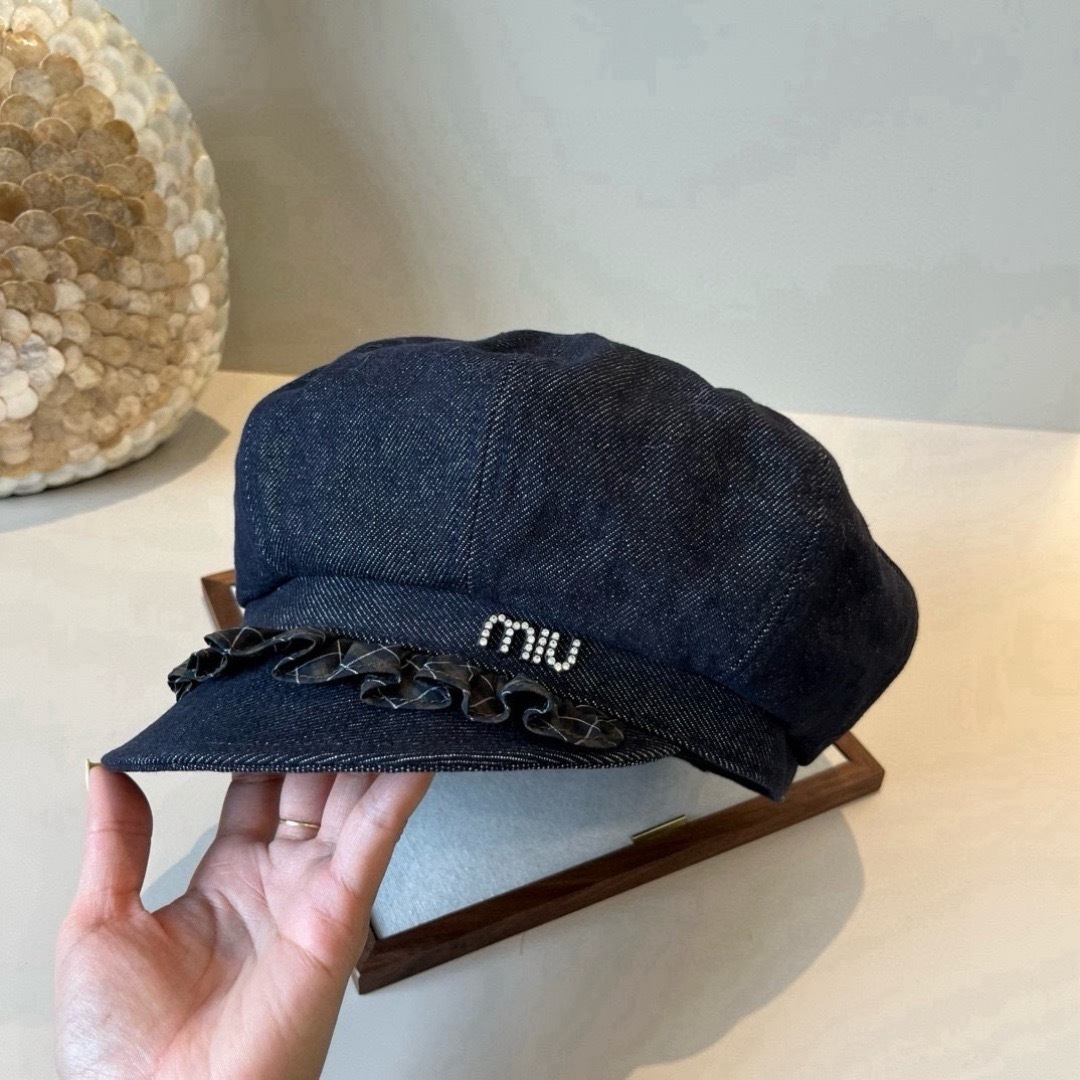 Miu Miu miumiu缪缪新款鸭舌军帽，高级定制，头围57cm