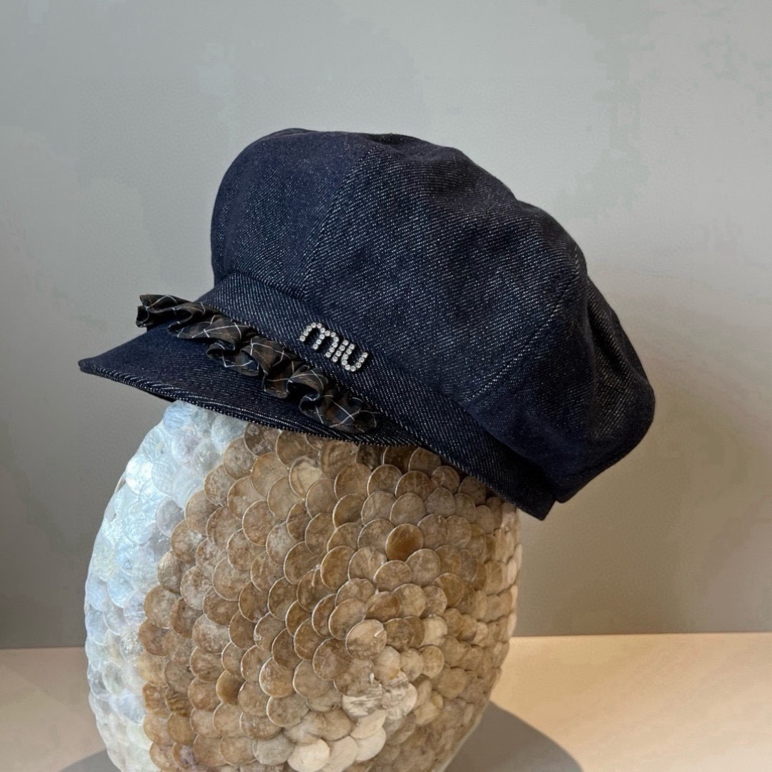 Miu Miu miumiu缪缪新款鸭舌军帽，高级定制，头围57cm