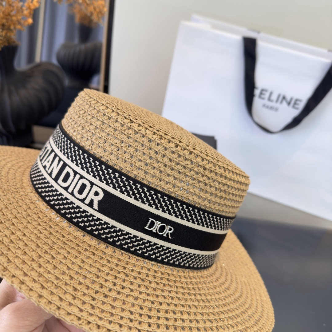 Dior Dior迪奥新款平顶草帽，日本纸草制作，跑量王，头围57cm