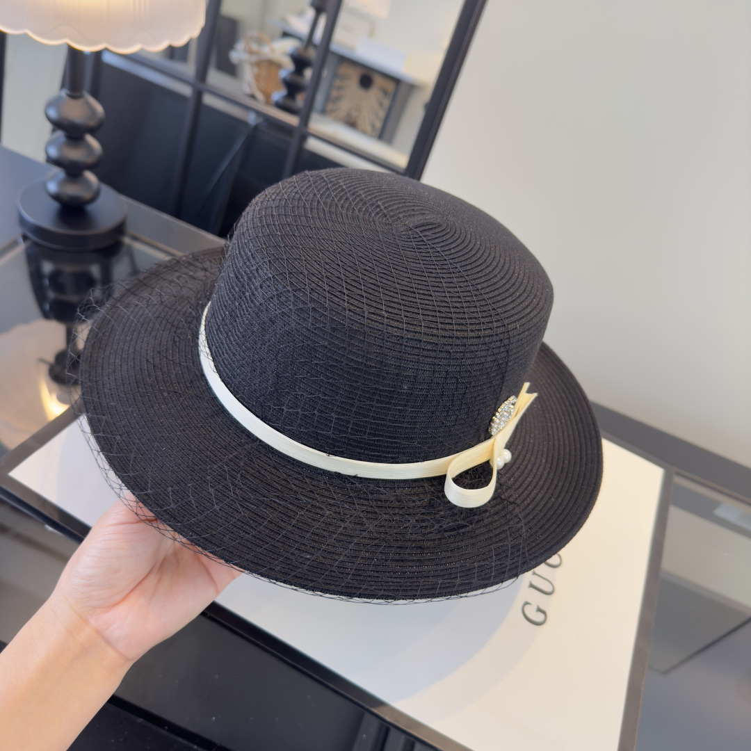 PGucci古奇新款名媛风平顶，网纱帽，头围57cm