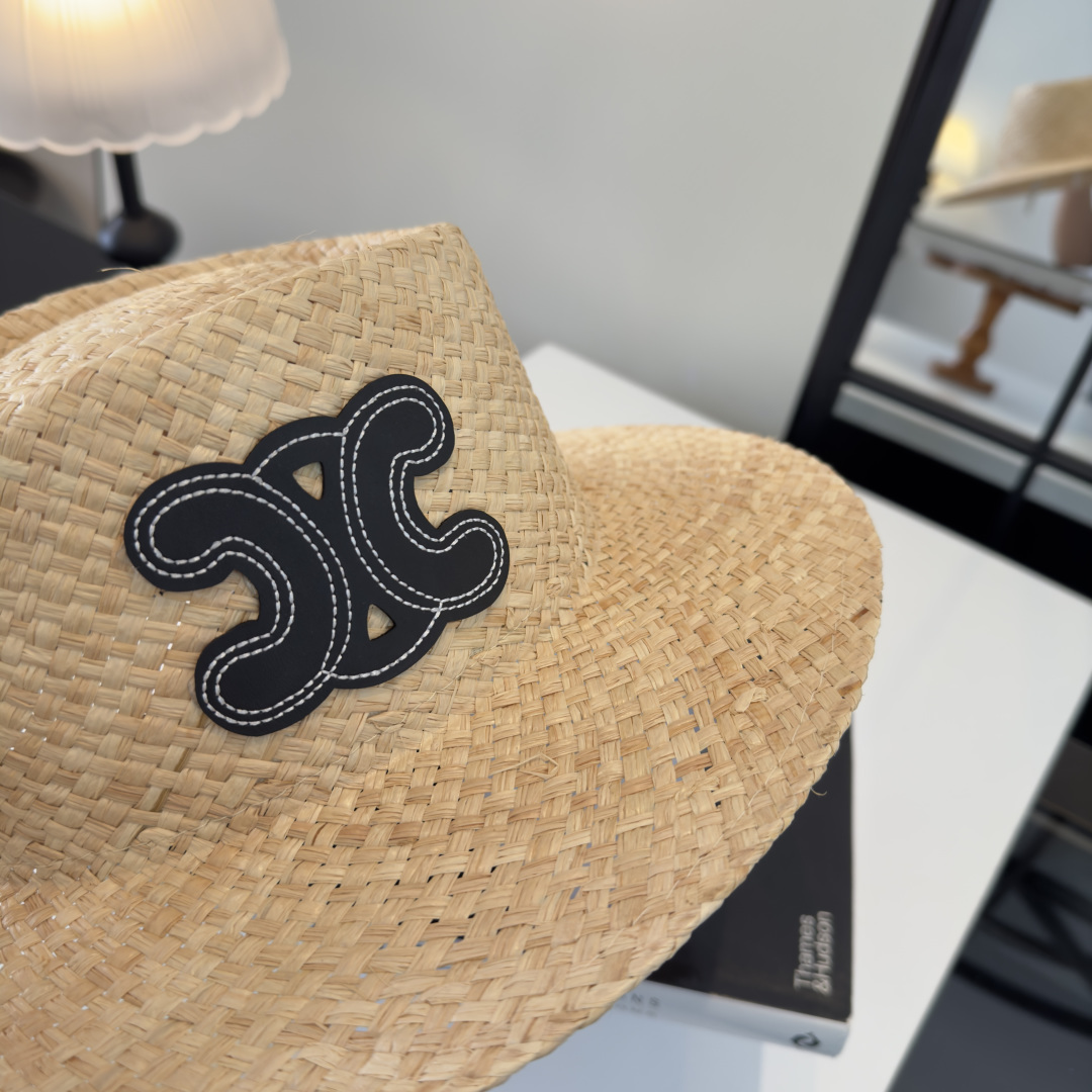 PCeline赛琳新款平顶草帽，日本纸草制作，夏日百搭