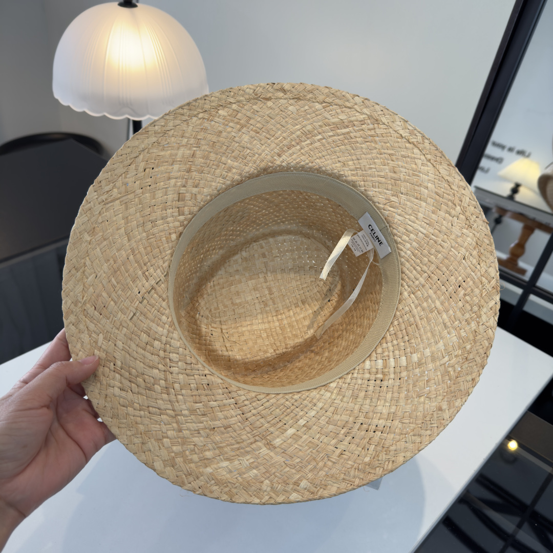 PCeline赛琳新款平顶草帽，日本纸草制作，夏日百搭