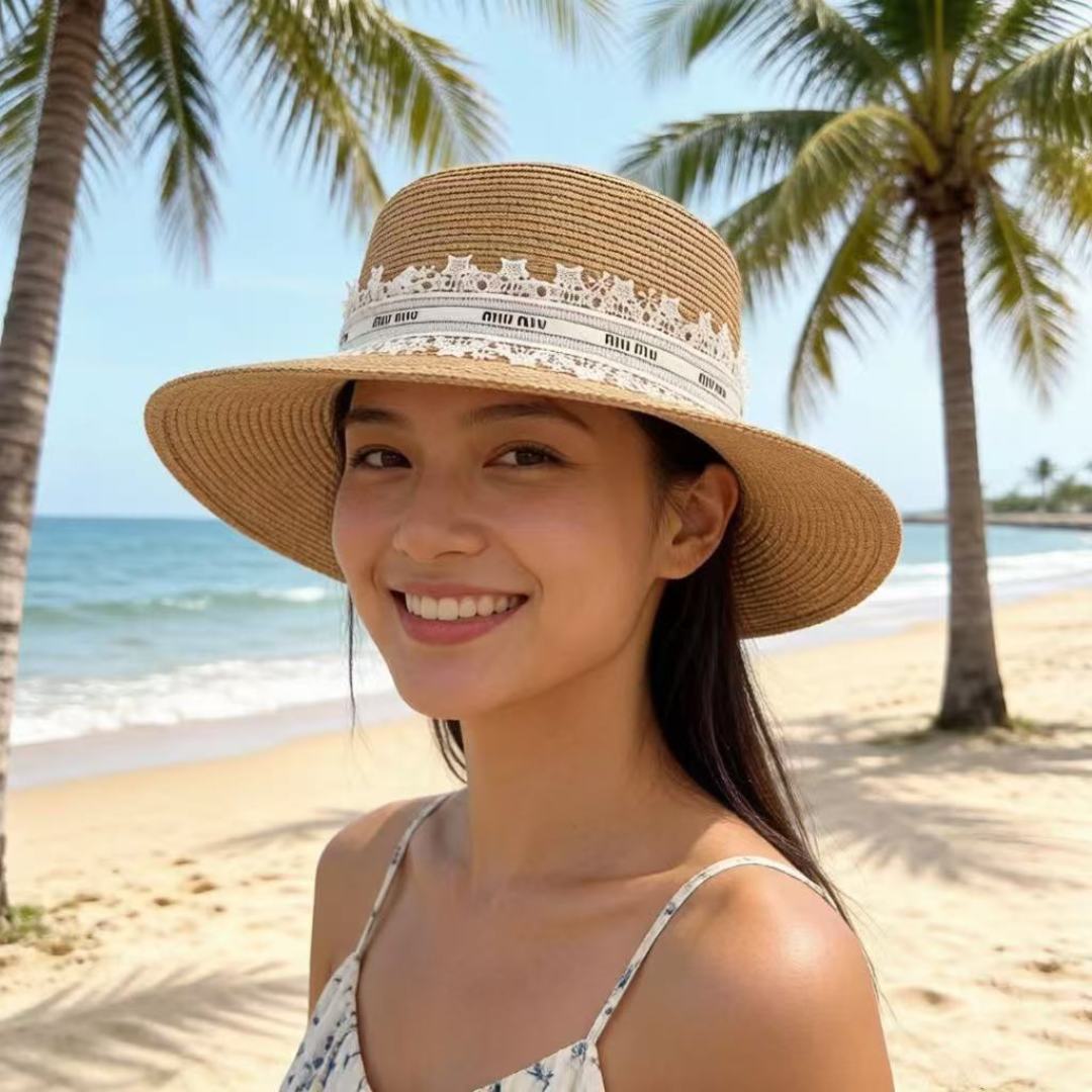 Pmiumiu缪缪蕾丝平顶，小清新设计，头围57cm