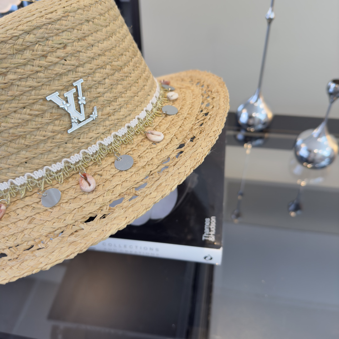 PLv路易斯新款平顶草帽，夏季出游沙滩必备！