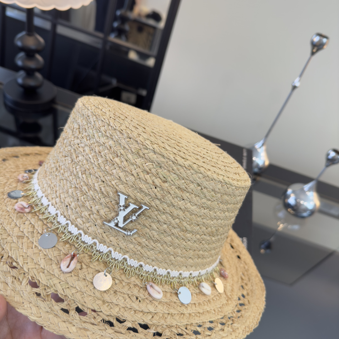 PLv路易斯新款平顶草帽，夏季出游沙滩必备！