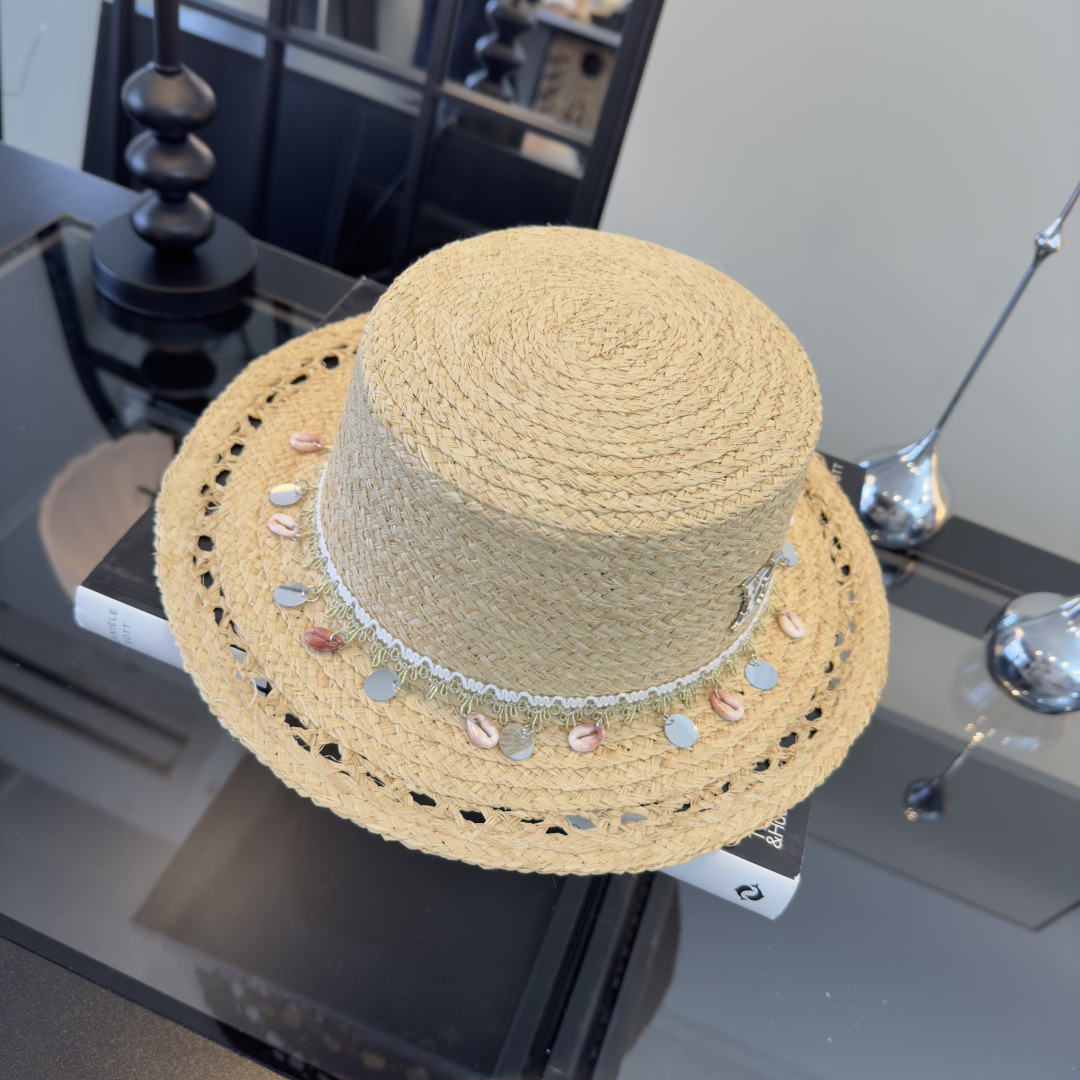 PLv路易斯新款平顶草帽，夏季出游沙滩必备！