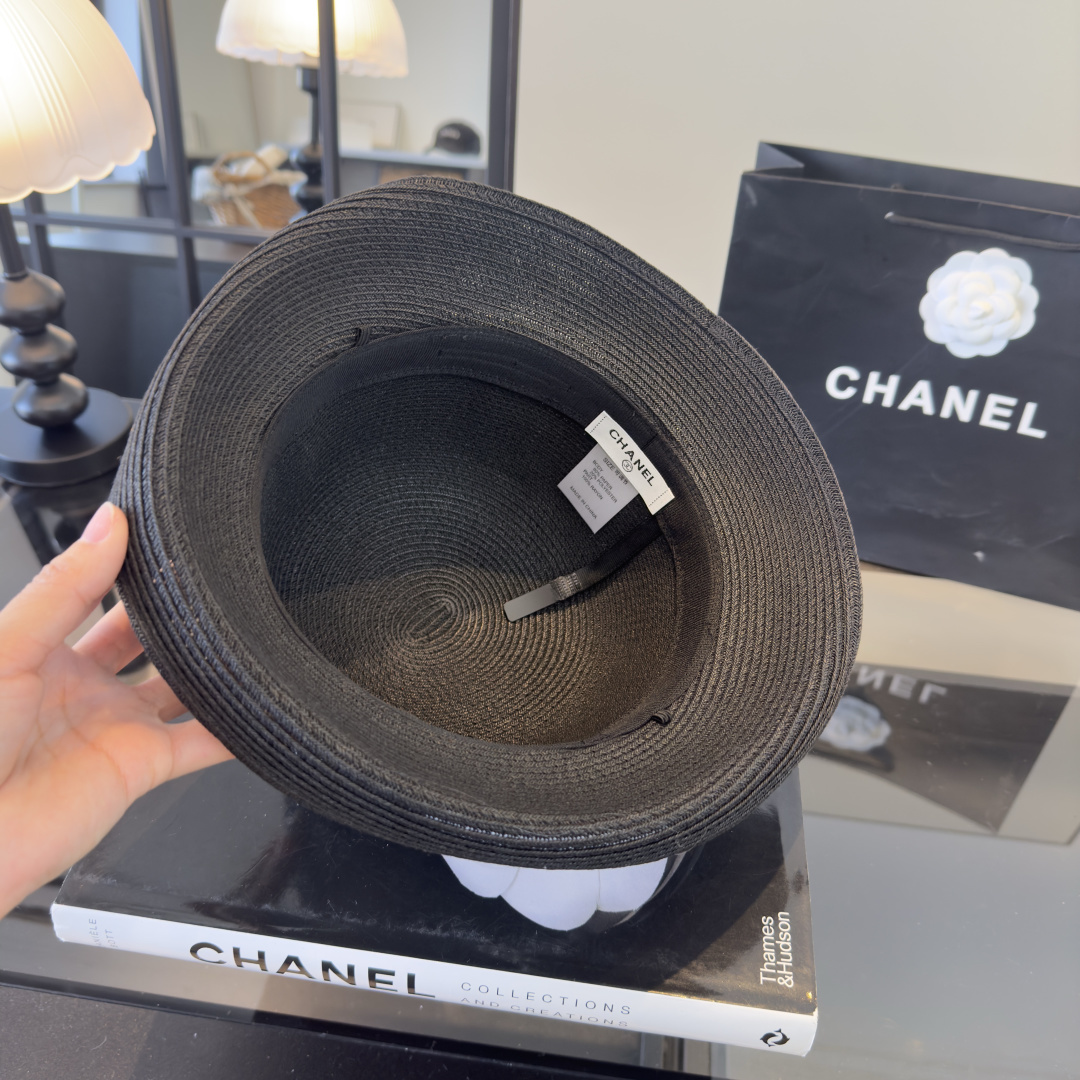 PChanel香奈儿新款珍珠链盆帽草帽，小清新，头围57cm