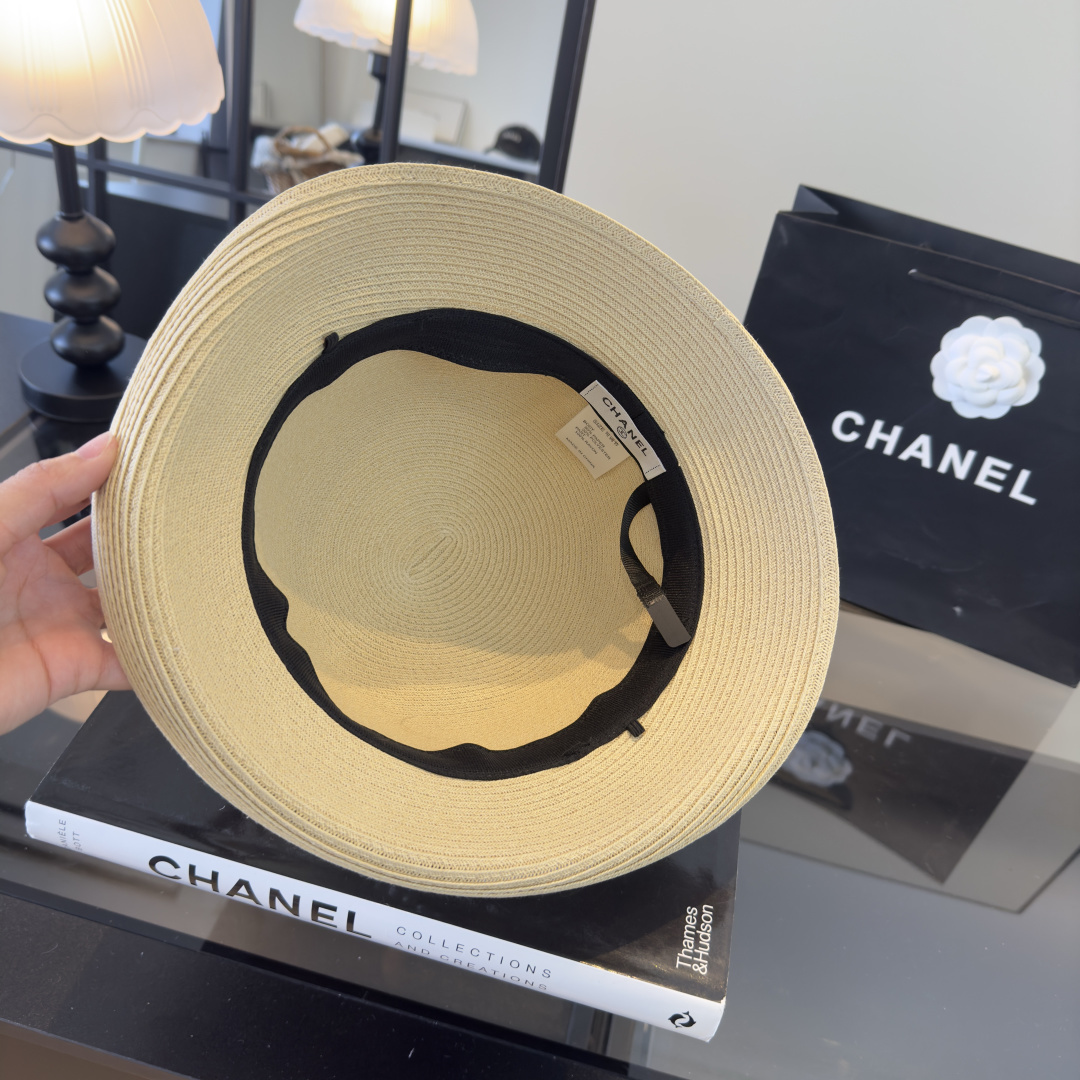 PChanel香奈儿新款珍珠链盆帽草帽，小清新，头围57cm
