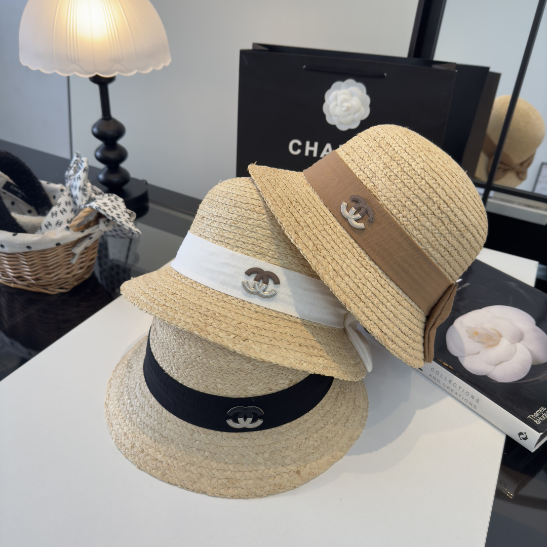 PChanel香奈儿新款盆帽草帽，小清新，头围57cm