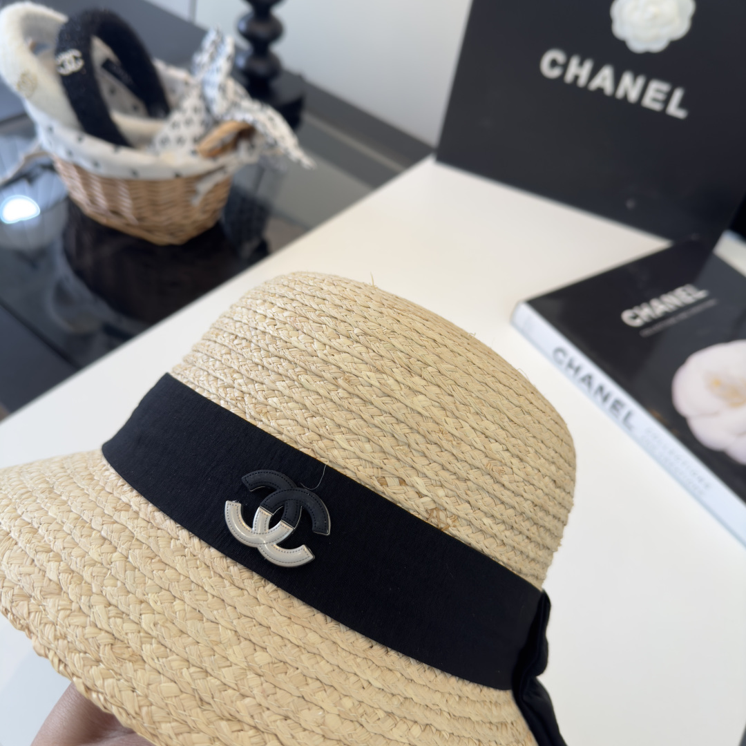 PChanel香奈儿新款盆帽草帽，小清新，头围57cm