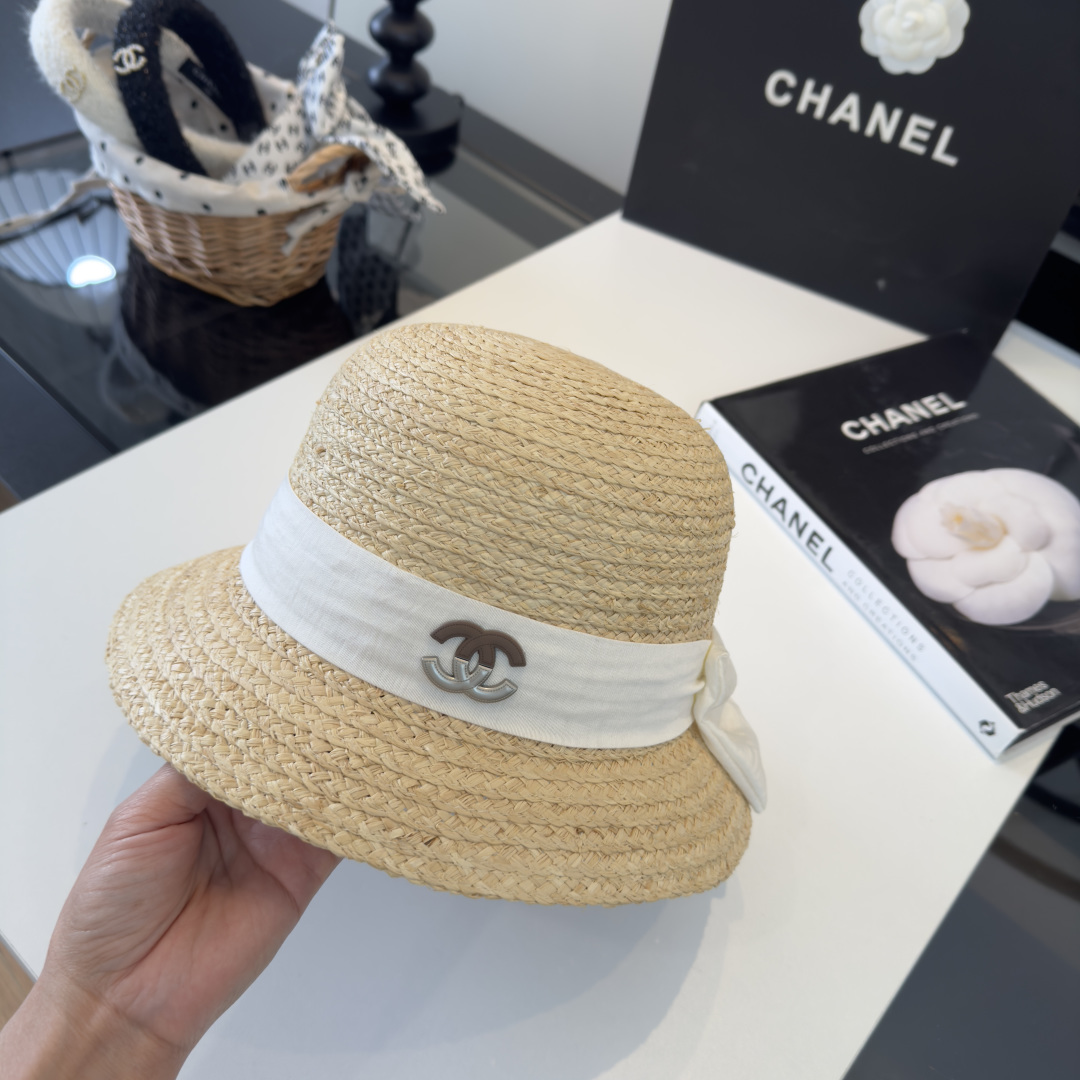 PChanel香奈儿新款盆帽草帽，小清新，头围57cm