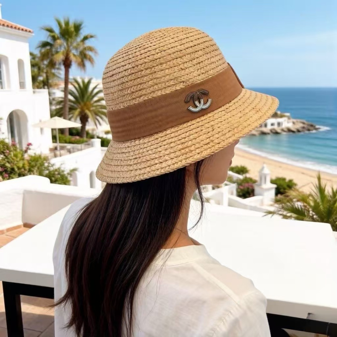 PChanel香奈儿新款盆帽草帽，小清新，头围57cm