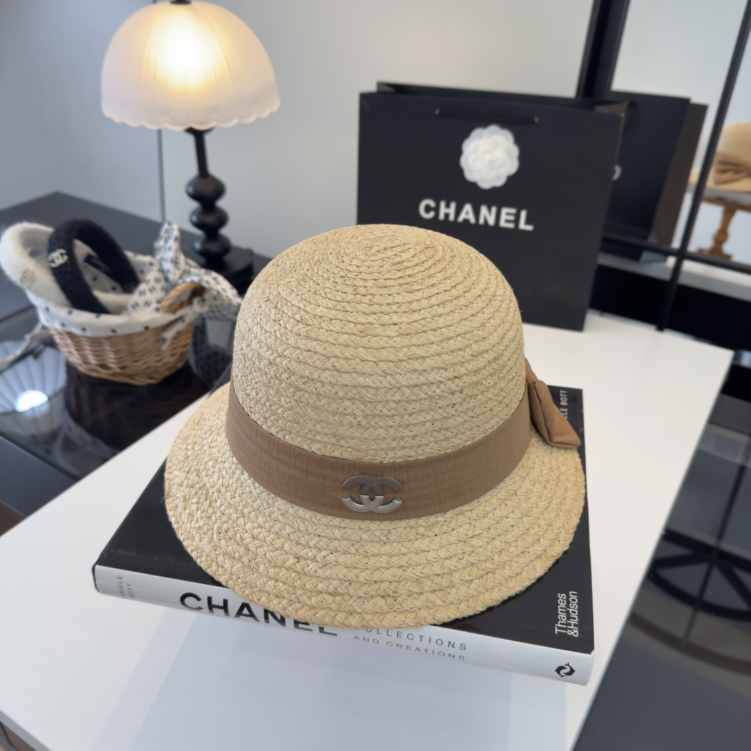 PChanel香奈儿新款盆帽草帽，小清新，头围57cm
