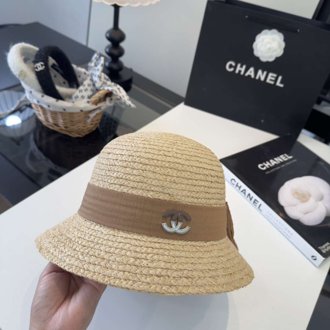 PChanel香奈儿新款盆帽草帽，小清新，头围57cm