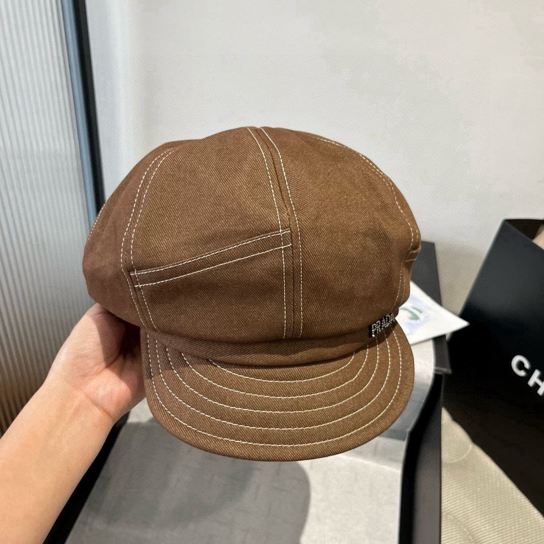 Prada 普拉达新款鸭舌军帽，高级定制，头围57cm