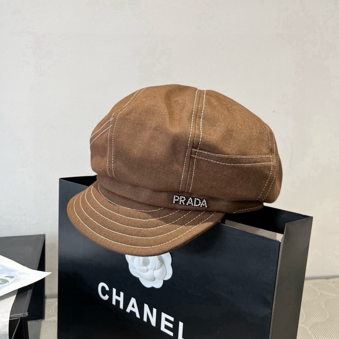 Prada 普拉达新款鸭舌军帽，高级定制，头围57cm