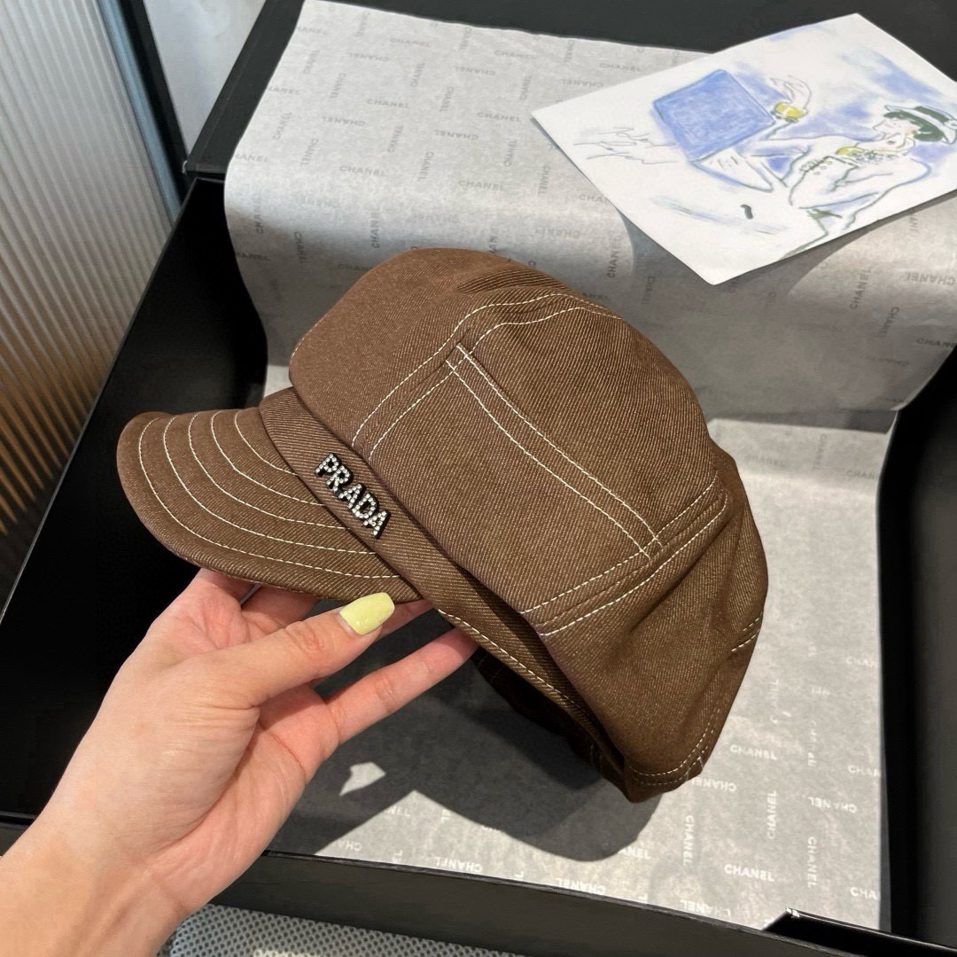 Prada 普拉达新款鸭舌军帽，高级定制，头围57cm
