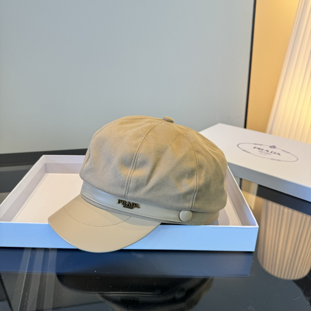 Prada 普拉达新款鸭舌帽军帽，头围57cm