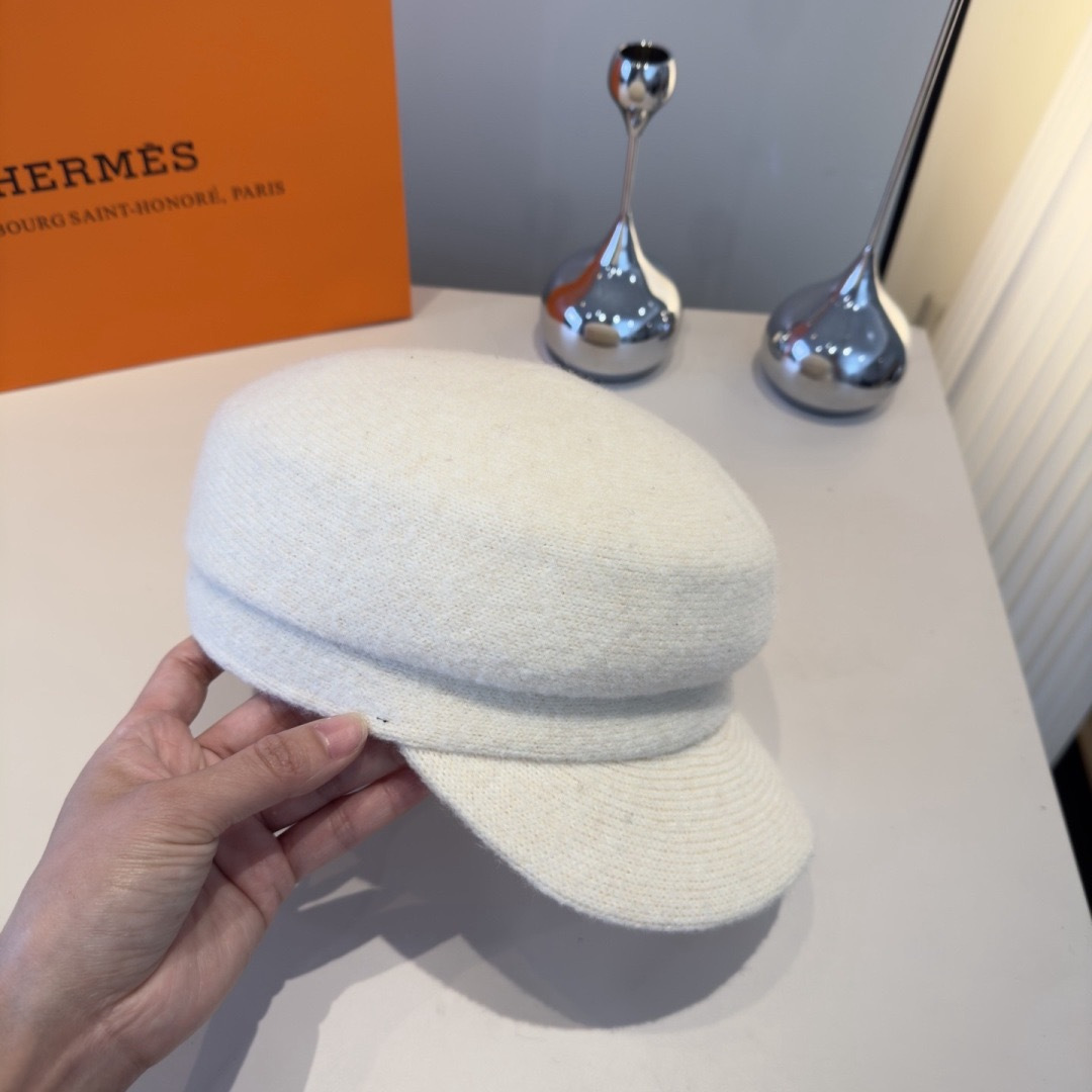 Hermès 爱马仕新款鸭舌军帽，高级定制，头围57cm