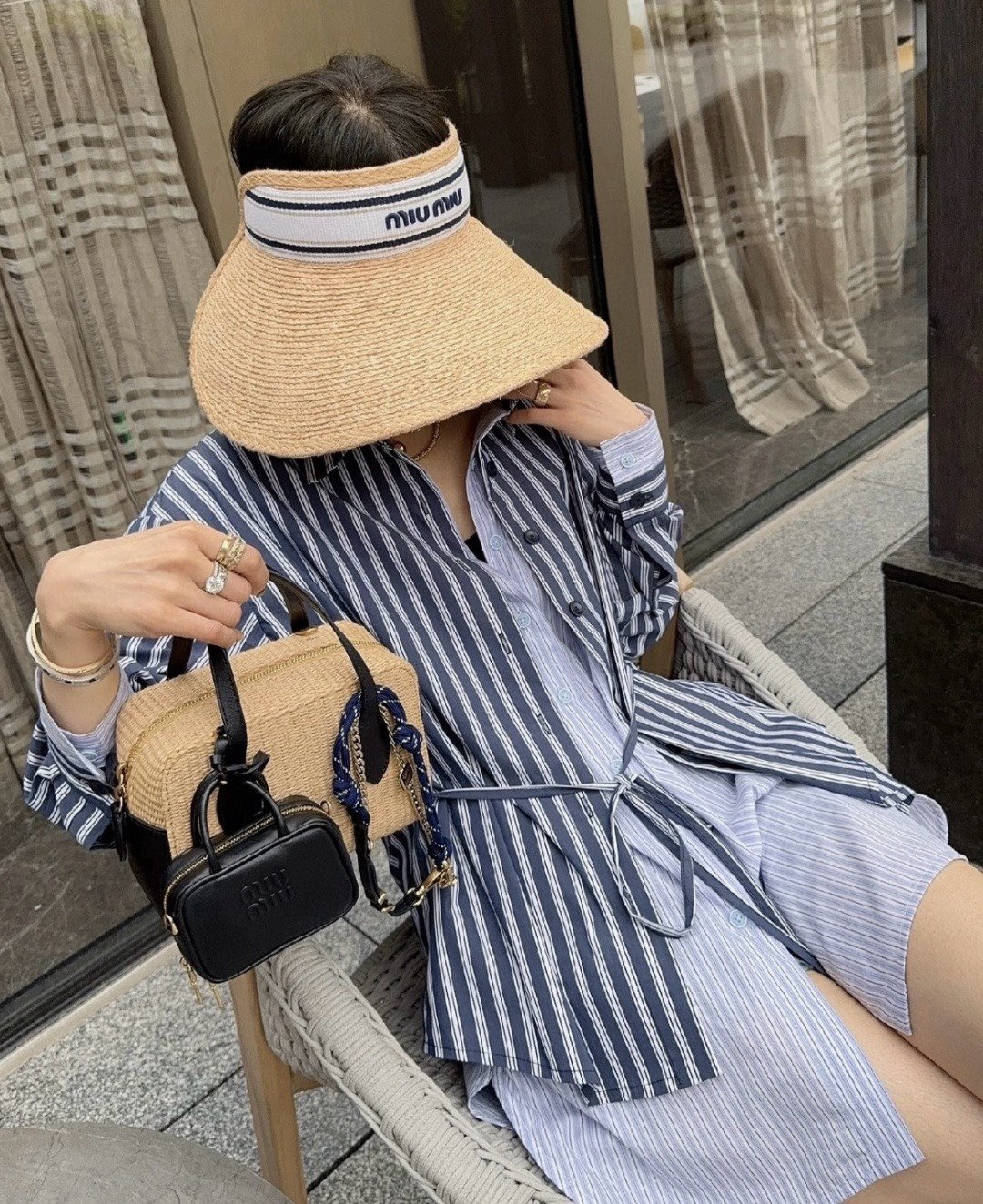 Miu Miu 缪缪miumiu拉菲草空顶帽， 新款，且买且珍惜，卖一个少一个，头围可以调节 细节待上