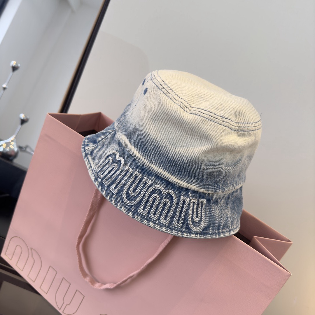 Pmiumiu缪缪新款牛仔渔夫帽，头围57cm