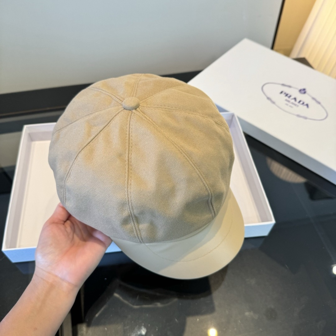 Prada 普拉达新款鸭舌帽军帽，头围57cm