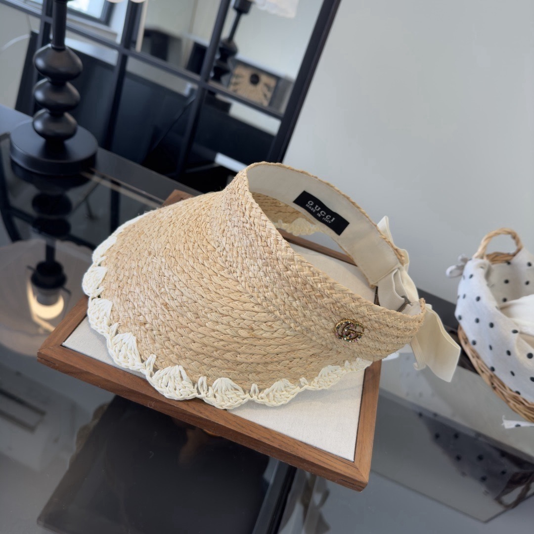 Gucci Gucci古奇新款草编空顶遮阳帽，夏日