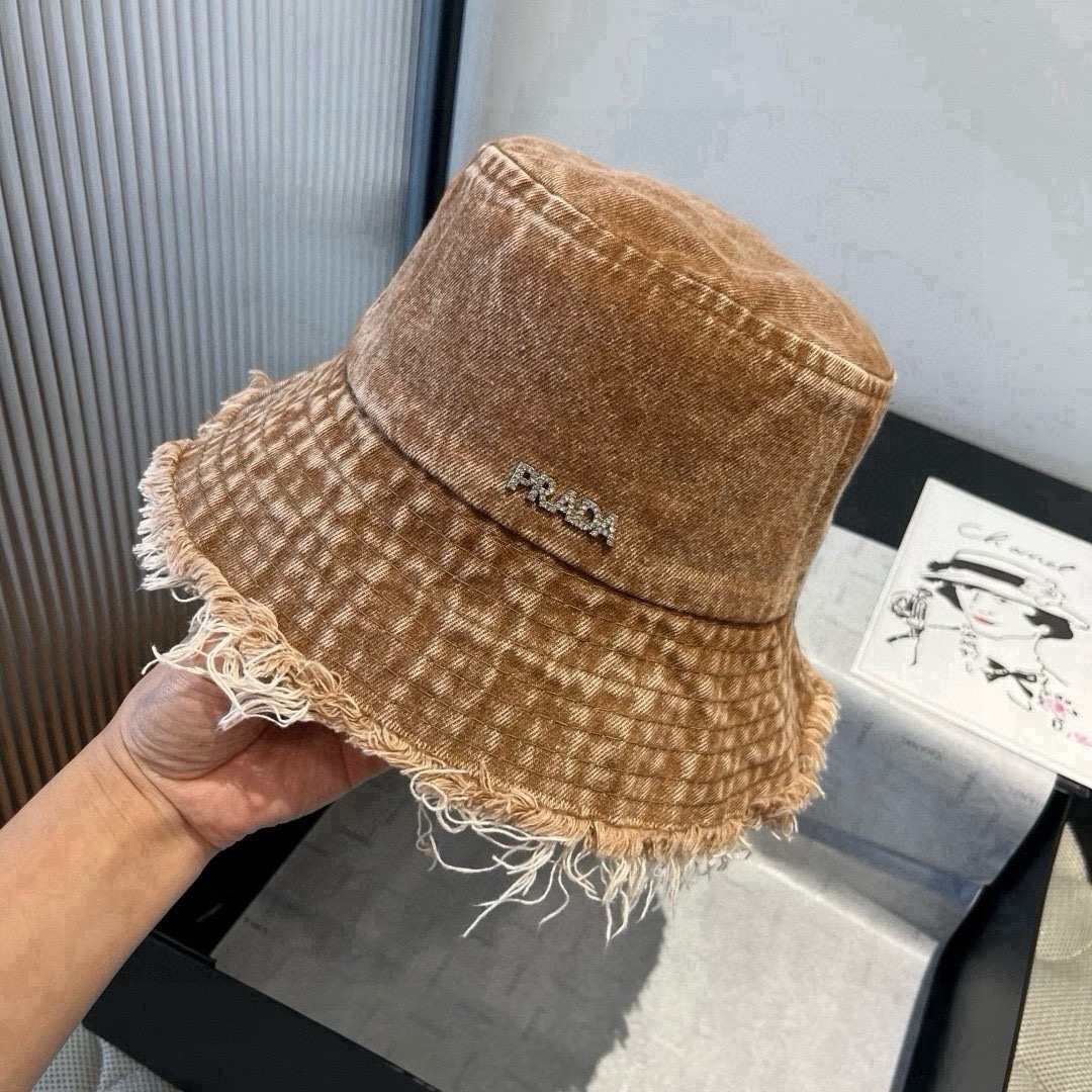 Prada 普拉达新款牛仔渔夫帽，头围57cm