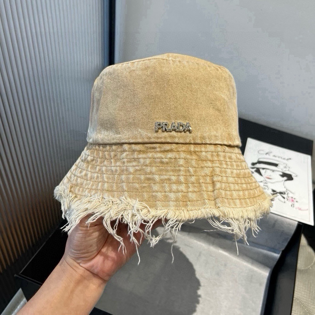Prada 普拉达新款牛仔渔夫帽，头围57cm