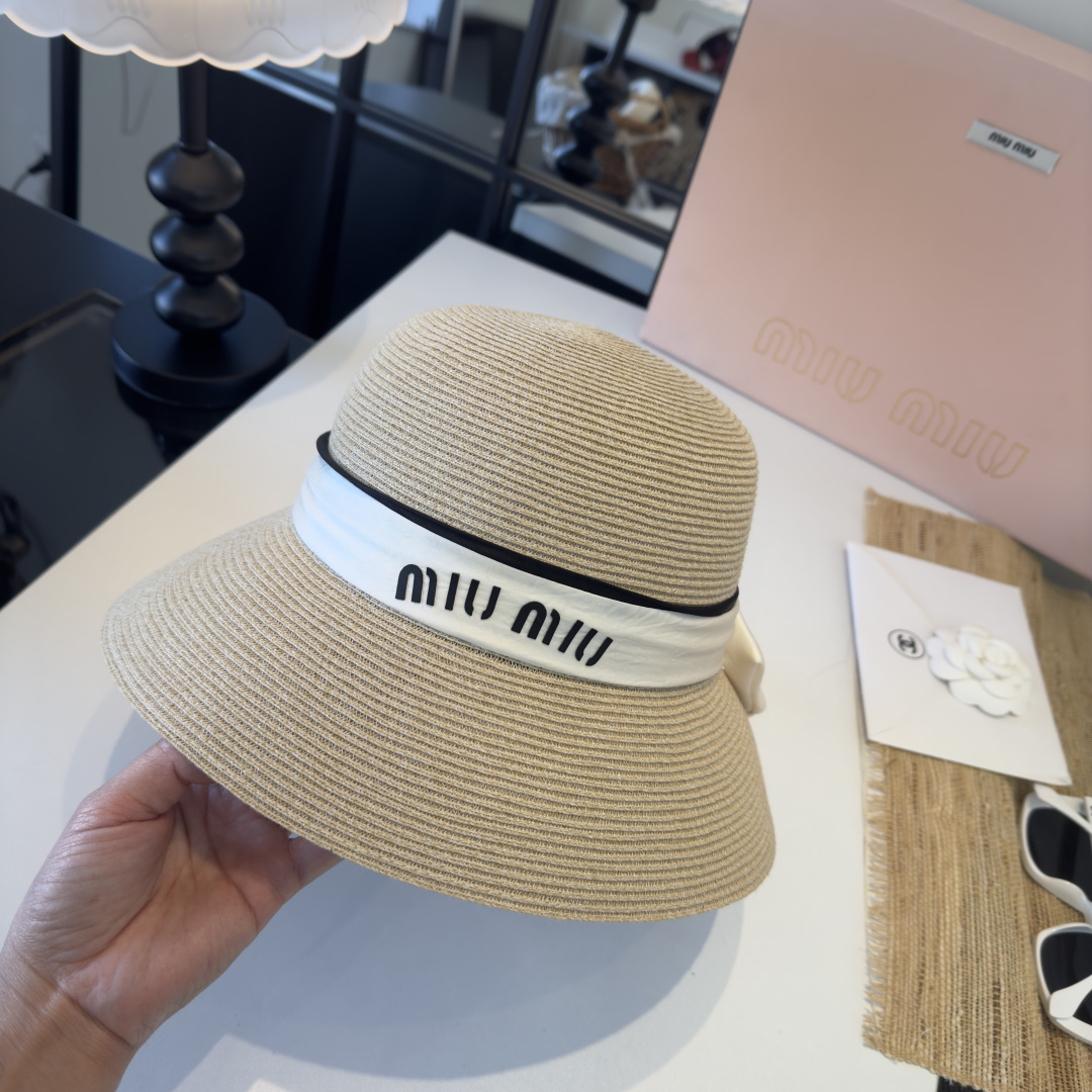 Miu Miu miumiu缪缪新款名媛风蝴蝶结盆帽，简约～