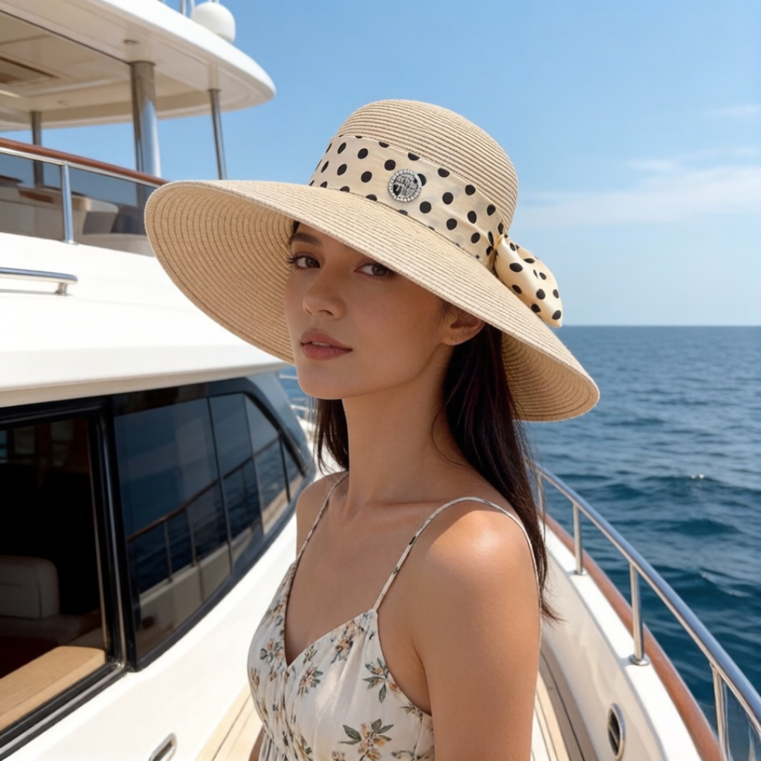 Miu Miu miumiu缪缪新款蝴蝶结大帽檐盆帽，遮阳沙滩帽