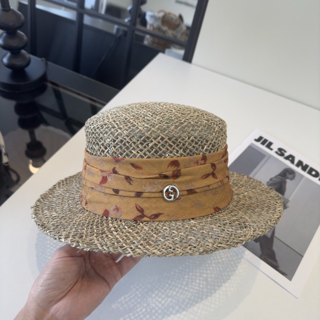 Gucci Gucci古奇新款礼帽，台湾PP草帽沿，头围57cm