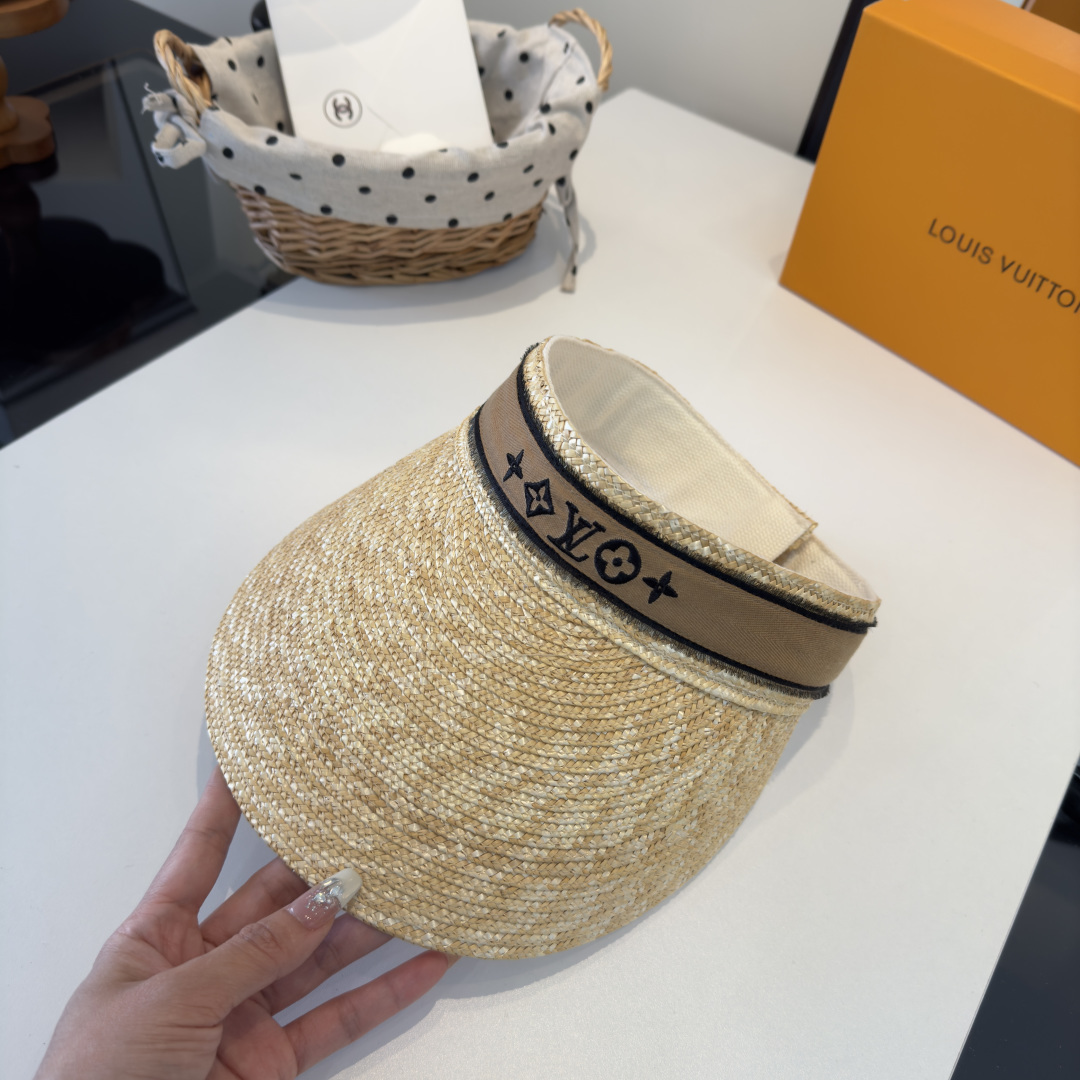 Louis Vuitton Lv路易斯新款拉菲草空顶帽，可调节