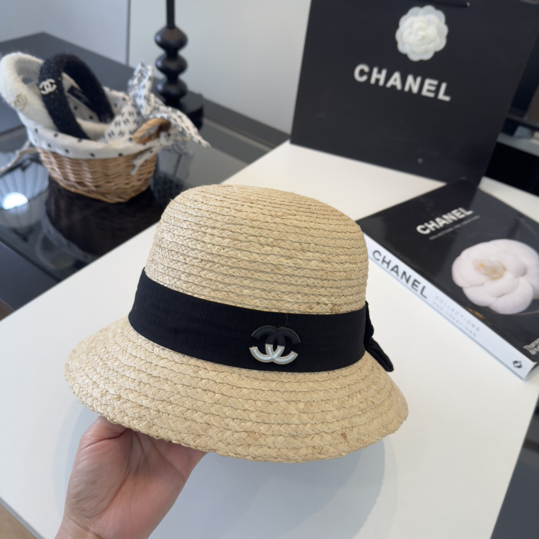 Chanel Chanel香奈儿新款盆帽草帽，小清新，头围57cm