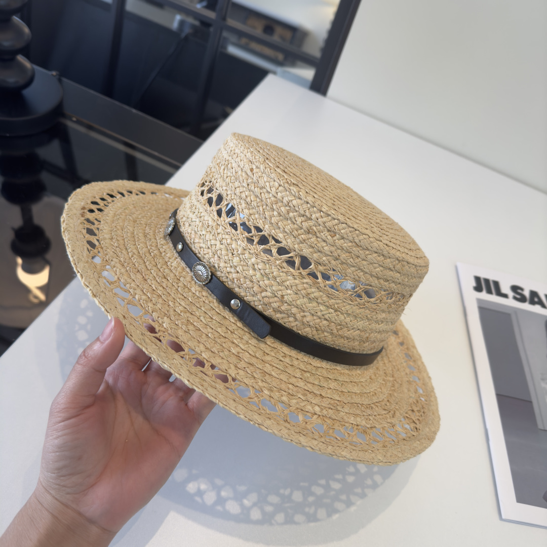 Chrome Hearts 克罗心新款平顶草帽，夏季出游沙滩