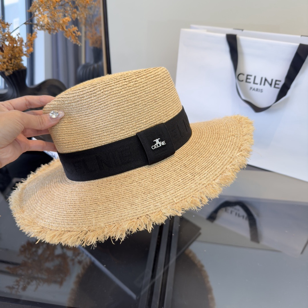Celine Celine赛琳拉菲草帽，旅游 ，头围57cm
