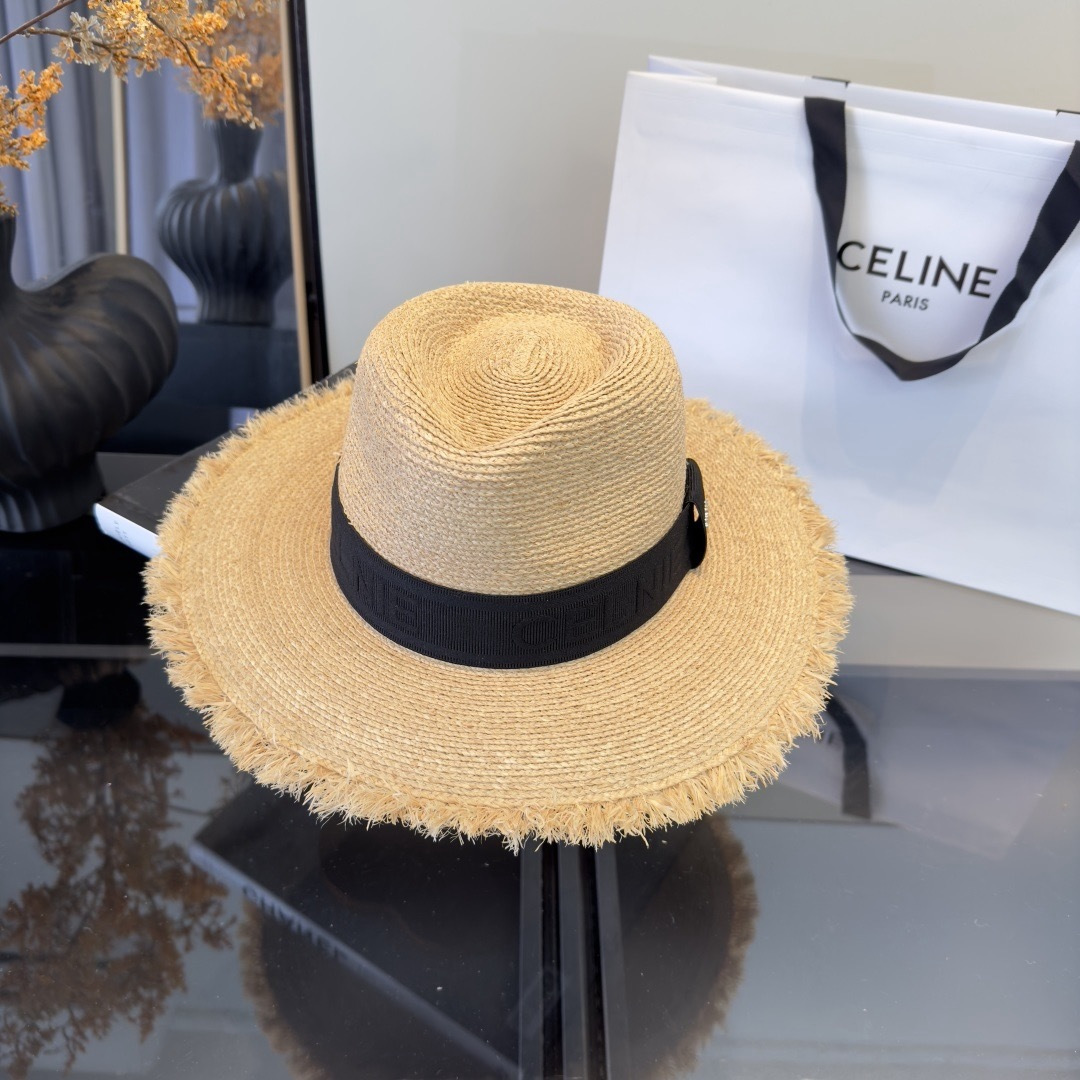Celine Celine赛琳拉菲草帽，旅游 ，头围57cm