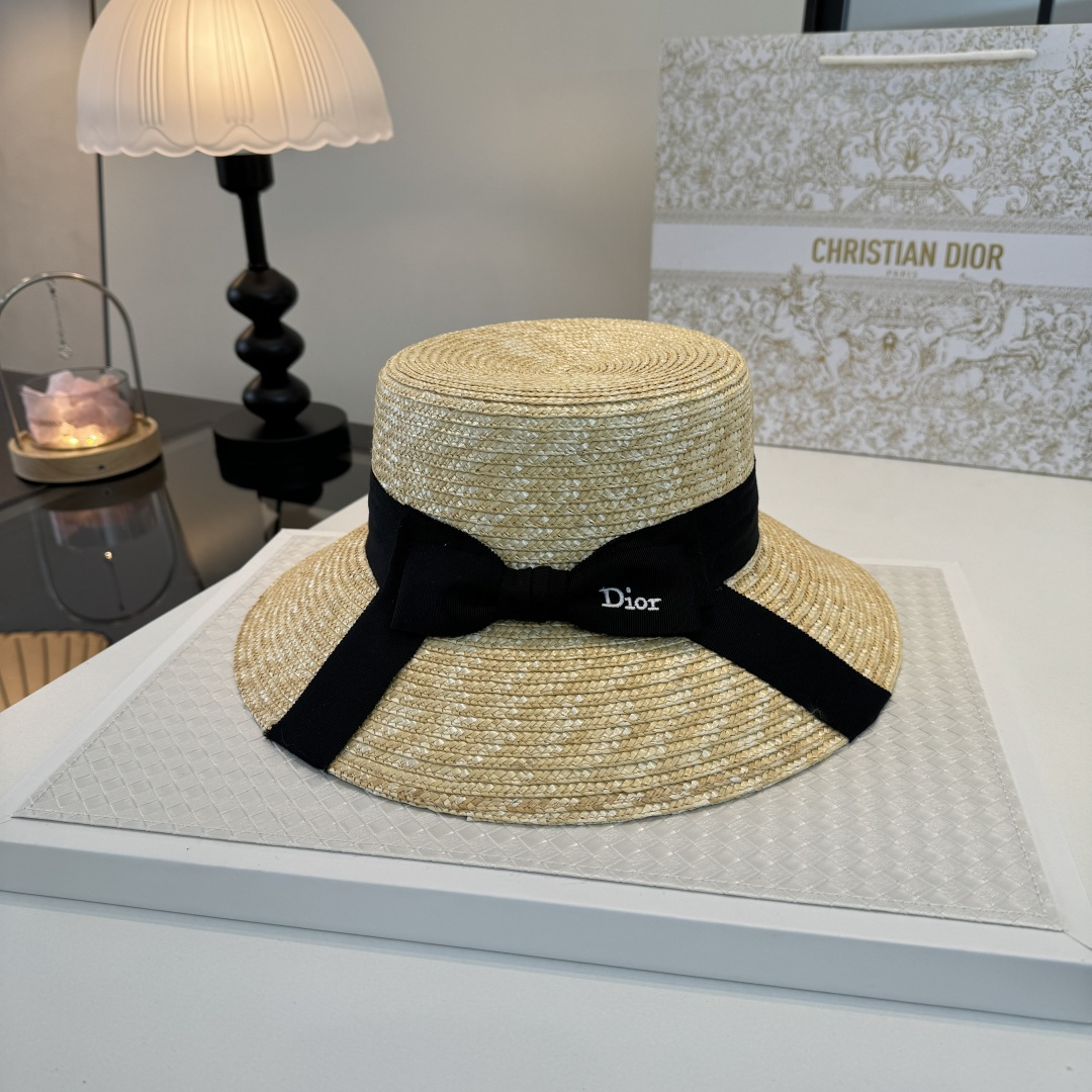 Dior Dior迪奥2026款麦秆草蝴蝶结礼帽，头围57cm