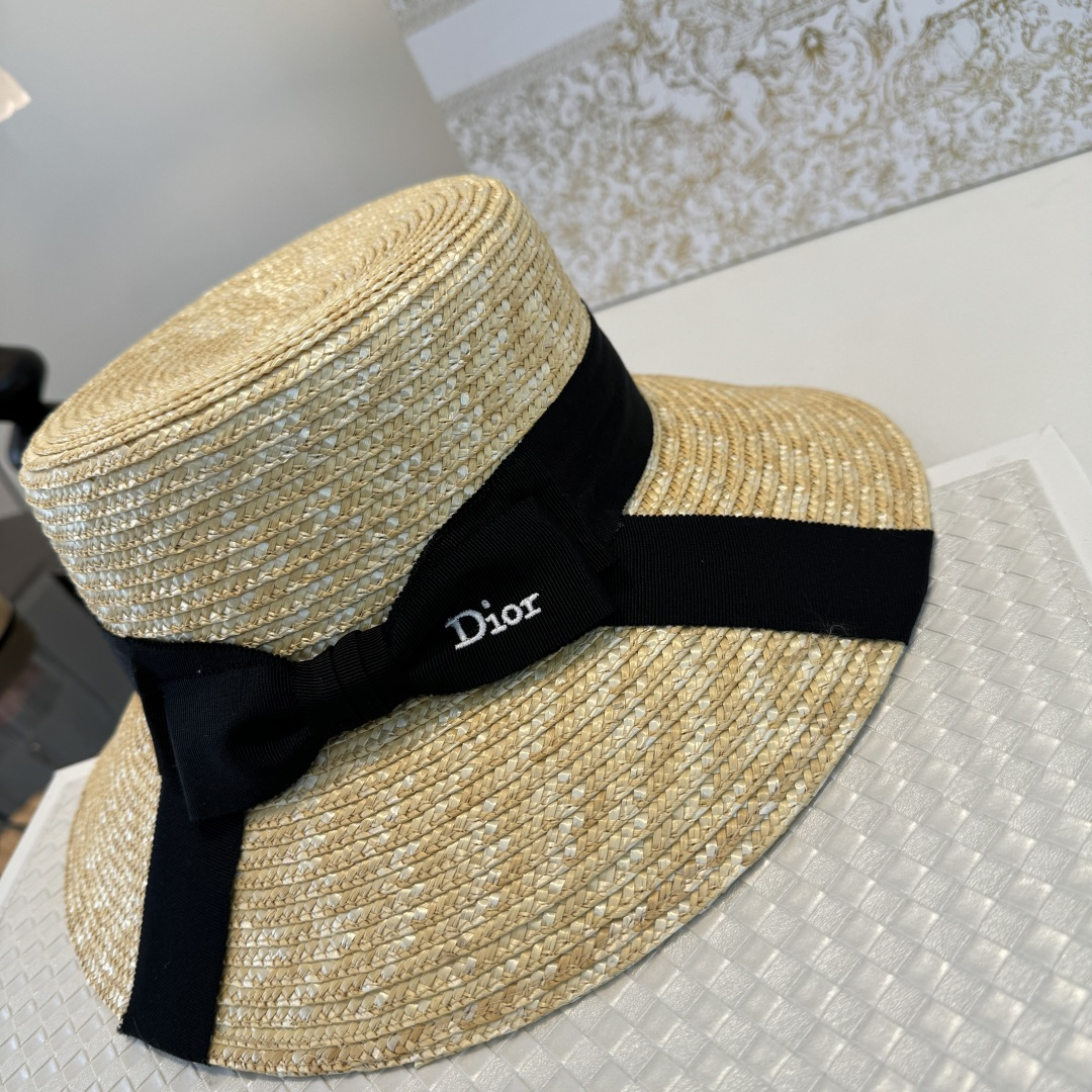 Dior Dior迪奥2026款麦秆草蝴蝶结礼帽，头围57cm
