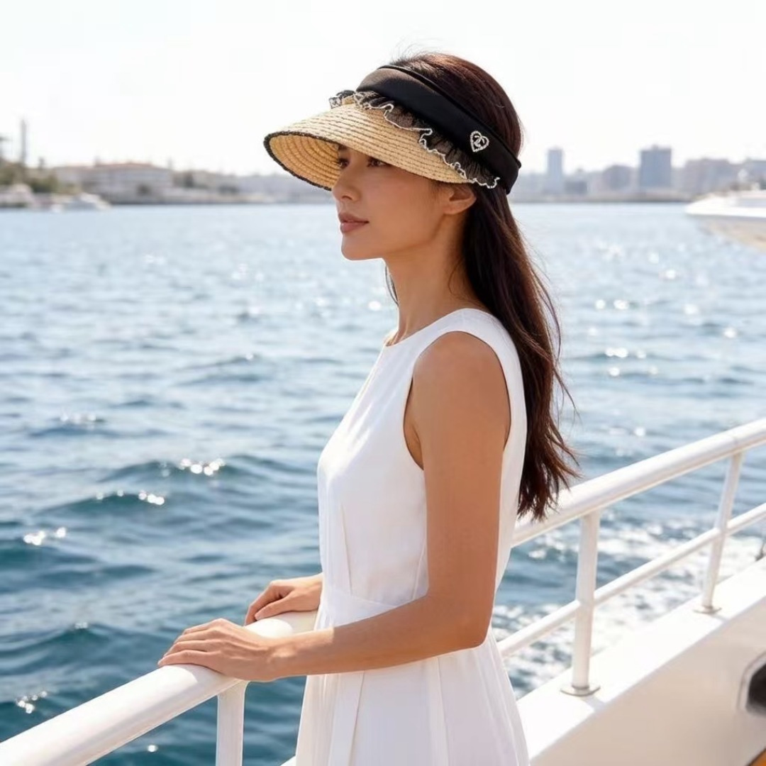 Chanel Chanel香奈儿麦秆草空顶遮阳帽，可调节