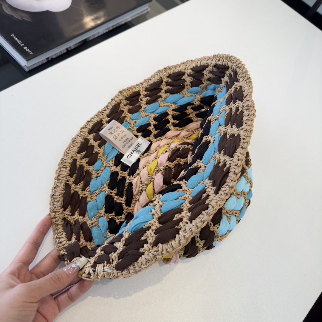 Chanel Chanel香奈儿手工编织渔夫帽，夏日遮阳帽，头围57cm 可折叠