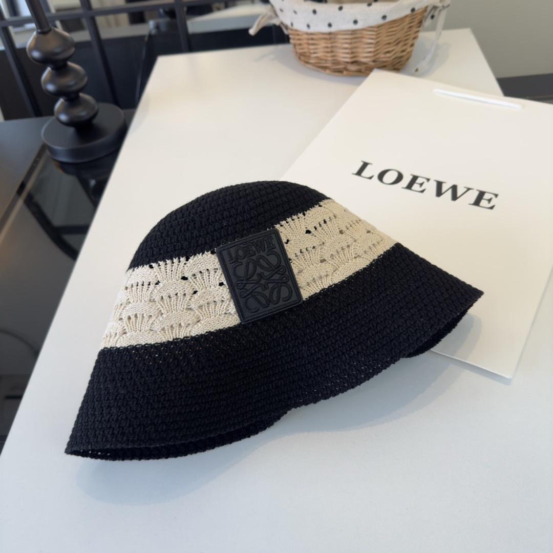 Loewe 罗意威新款针织遮阳渔夫帽，可折叠，头围57cm