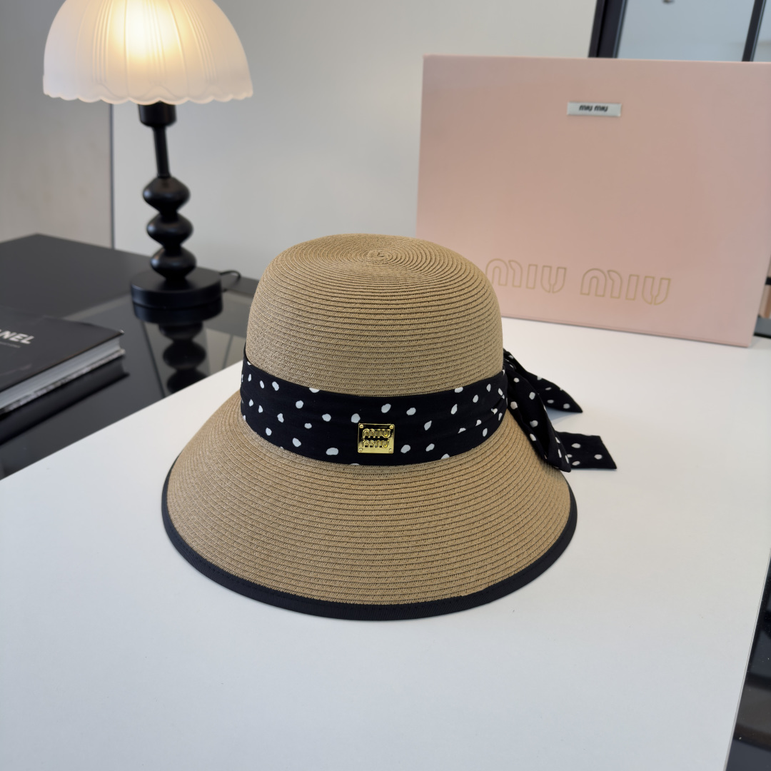 Miu Miu miumiu缪缪新款名媛风蝴蝶结盆帽，简约～